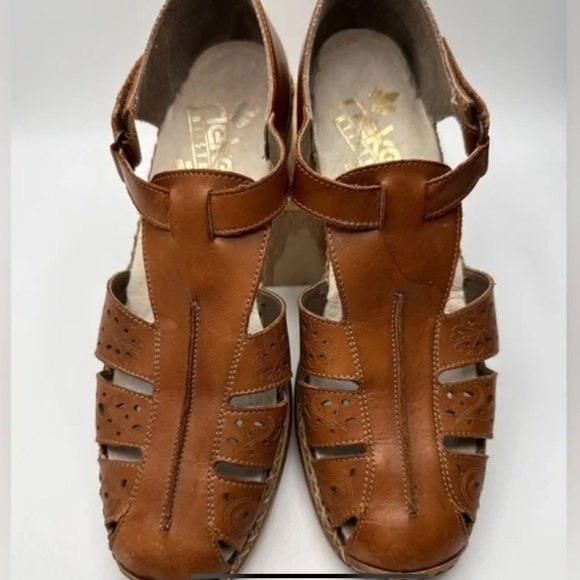Women’s Rieker Brown Leather Shoes Sandals Size 9.5M - Picture 3 of 4